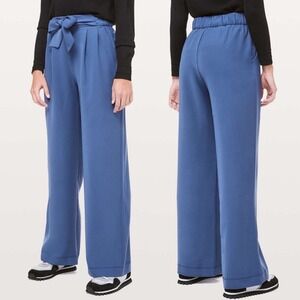 Lululemon Noir Pants Woven Gatsby Blue Womens‎ Sz 4 Wide Leg W5BIPS Wrinkle Free